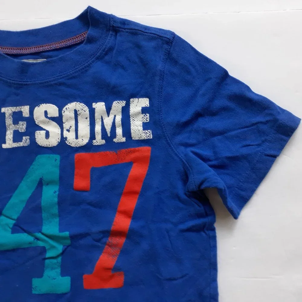 Old Navy Boys T-Shirt Blue Short Sleeve Awesome 5T